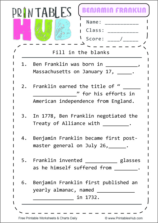 Free Printable Benjamin Franklin Worksheets PDF Printables Hub Free Printable Benjamin Franklin Worksheets PDF Printables Hub