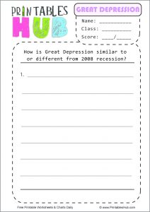 Free Printable The Great Depression Worksheets [PDF] - Printables Hub