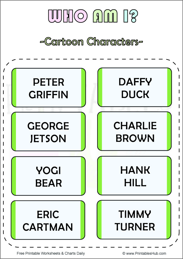 Free Printable Who/What am I? Game Cards [PDF] Printables Hub