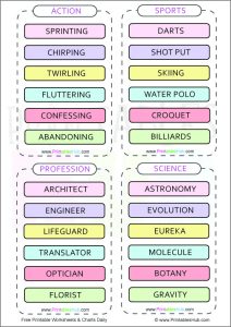 Free Printable Charades Word Lists for Kids &amp; Adults [PDF] - Printables Hub