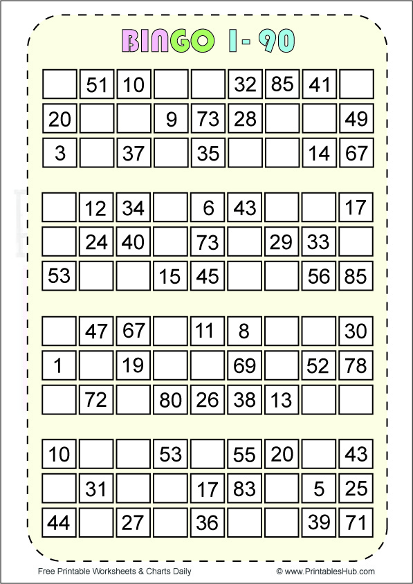 Free Printable Bingo Cards 1-90 [PDF] - Printables Hub