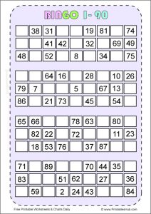 Free Printable Bingo Cards 1-90 [PDF] - Printables Hub