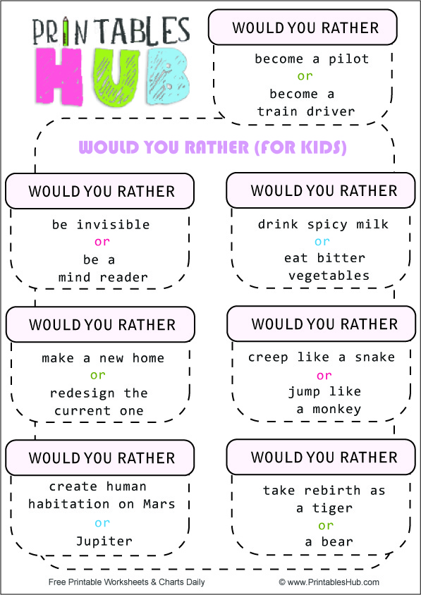Would You Rather Printable