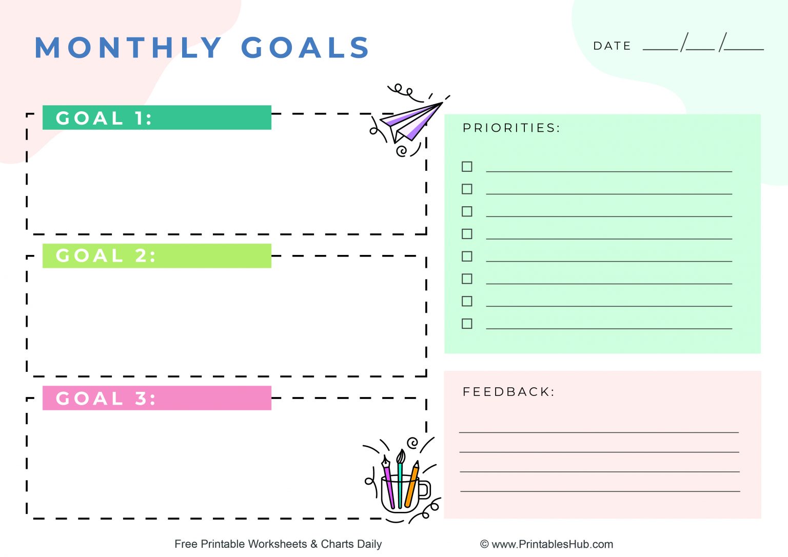 Free Printable Monthly Goal Planner Sheets [PDF] - Printables Hub