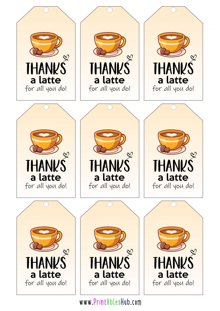Thanks A Latte Card Printable Printable World Holiday