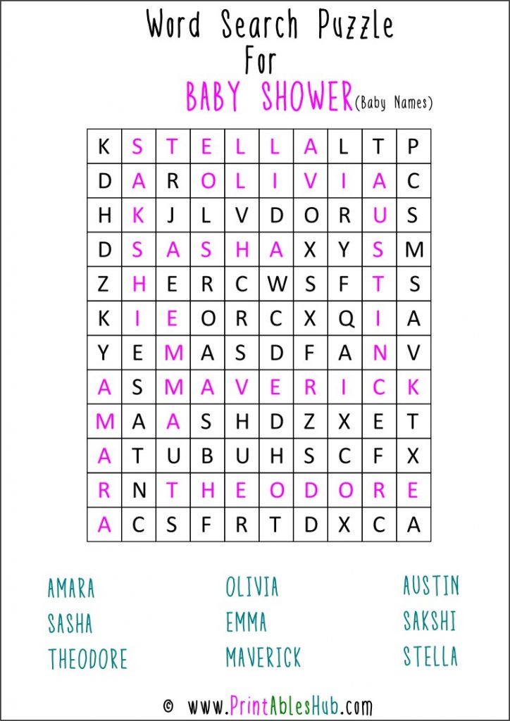 Free Printable Baby Shower Word Search Puzzles With Answer Key PDF Free Printable Baby Shower Word Search Puzzles With Answer Key PDF