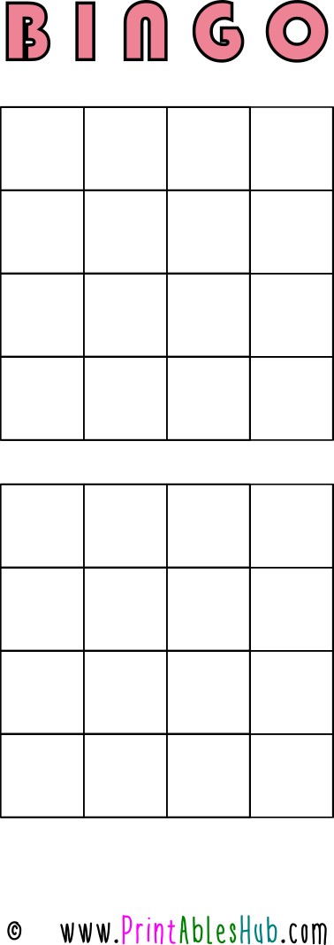Free Printable Blank Bingo Cards Template [PDF] (3x3, 4x4,5x5)(2 Per ...