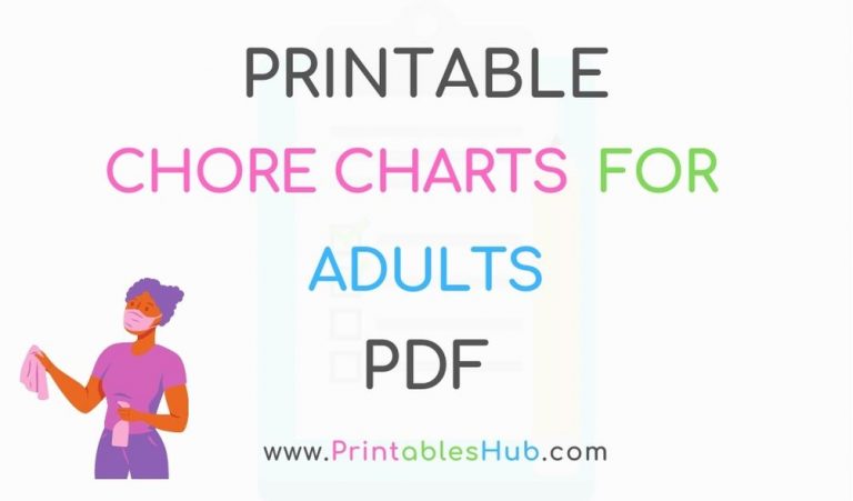 Free Printable Chore Charts For Adults [PDF] (Daily, Weekly &amp; Monthly ...