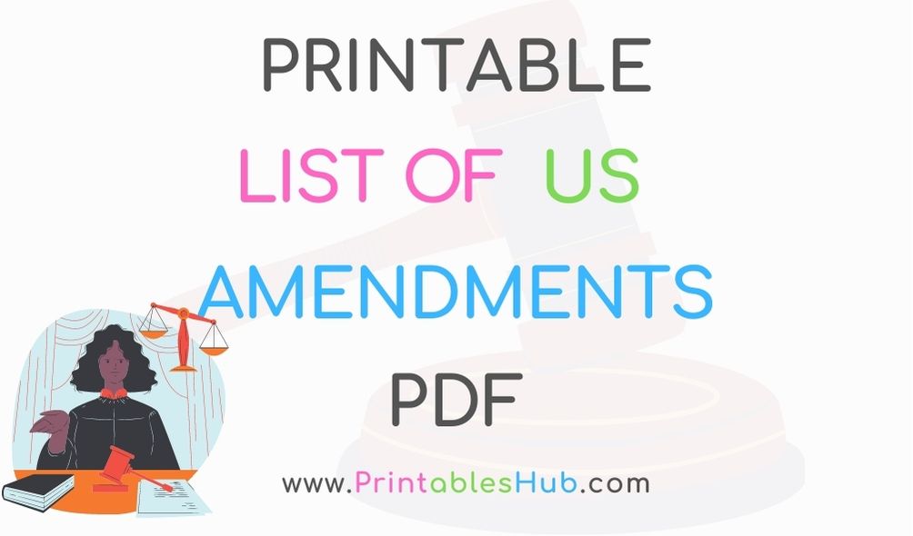 Free Printable List Of 27 US Amendments PDF Printables Hub