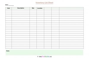 Free Printable Inventory List Sheet Template [PDF] - Printables Hub