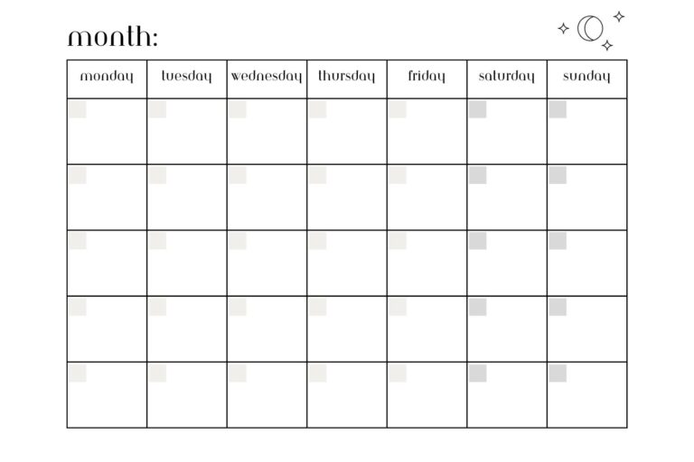 Free Printable Blank Calendar Templates [PDF] - Printables Hub