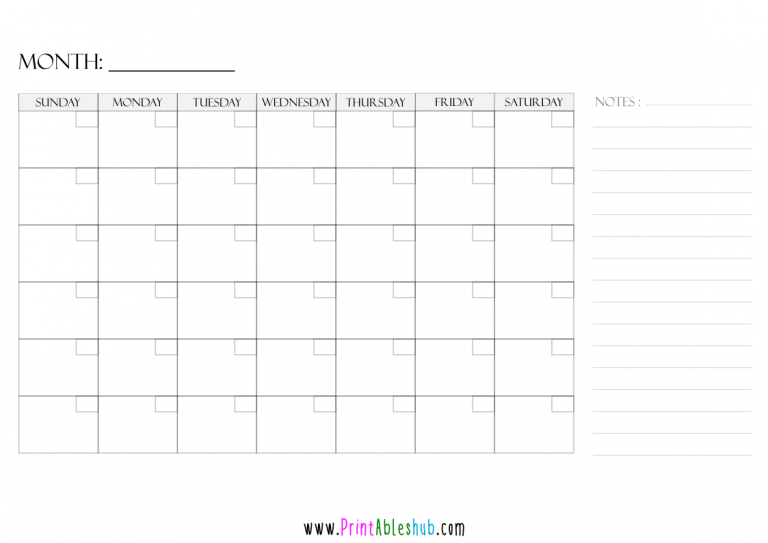 Free Printable Blank Calendar Templates [PDF] - Printables Hub