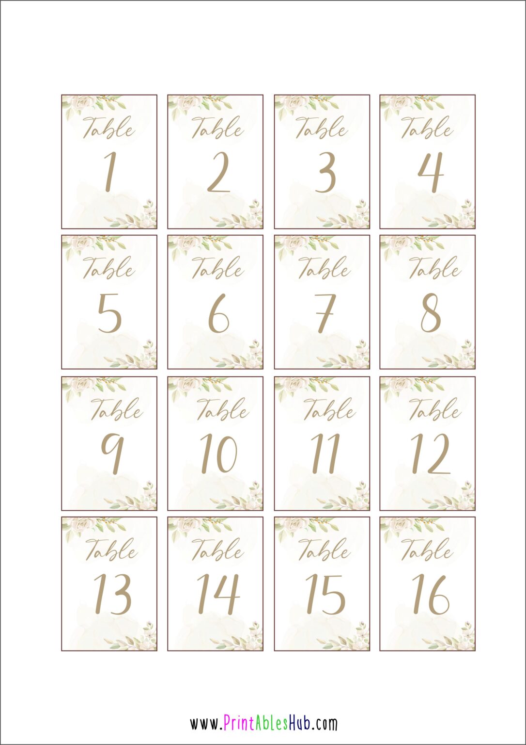 Free Printable Table Numbers 130 Cards [PDF] Printables Hub