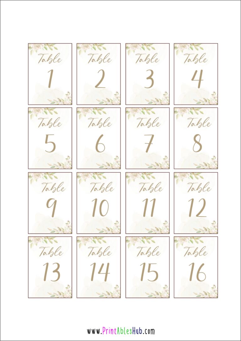 Free Printable Table Numbers 1-30 Cards [PDF] - Printables Hub
