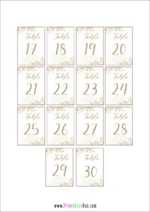 Free Printable Table Numbers 1-30 Cards [PDF] - Printables Hub