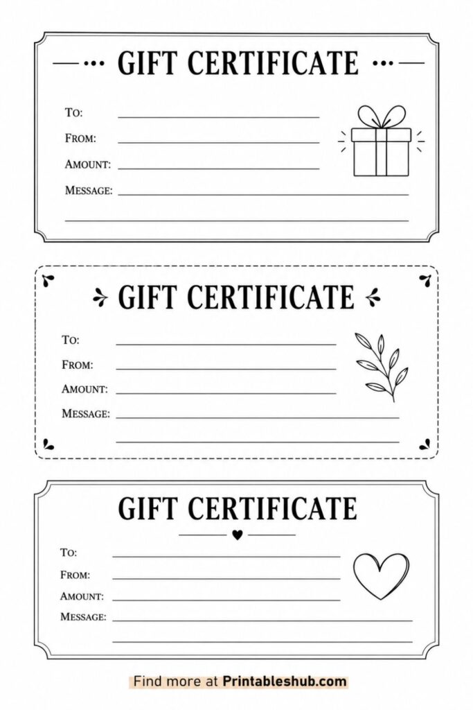 Printable Gift Certificate Templates