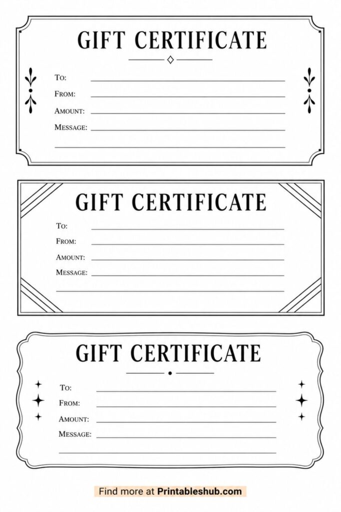 Printable Gift Certificate Templates