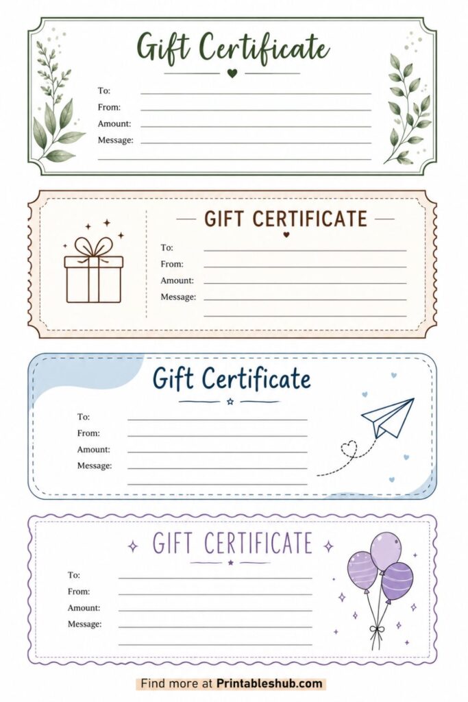 Printable Gift Certificate Templates