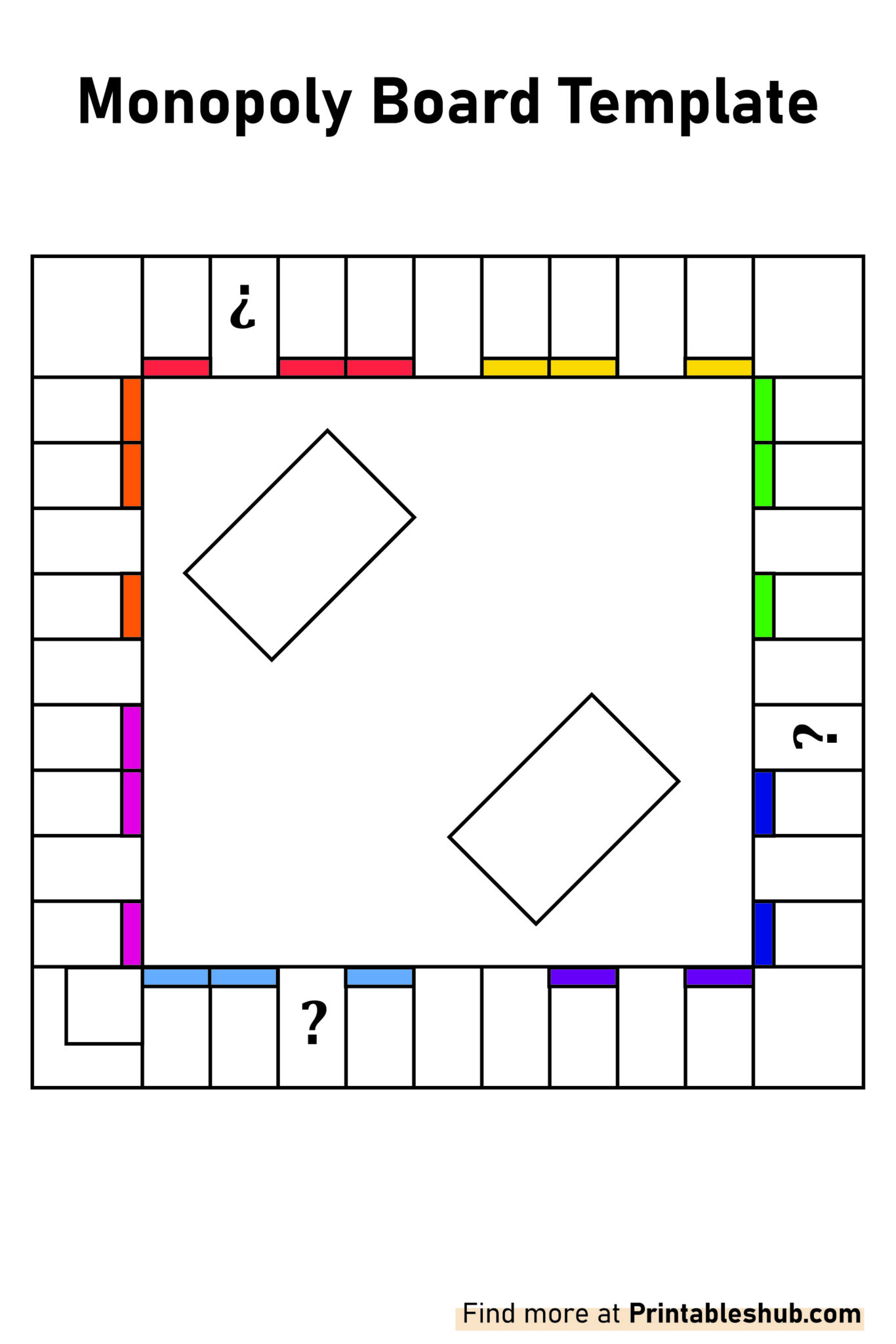 Free Printable Blank Monopoly (Board &amp; Cards) Templates [PDF Included ...