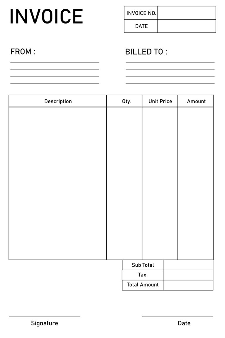 Free Printable Blank Invoice Templates [PDF Included] - Printables Hub