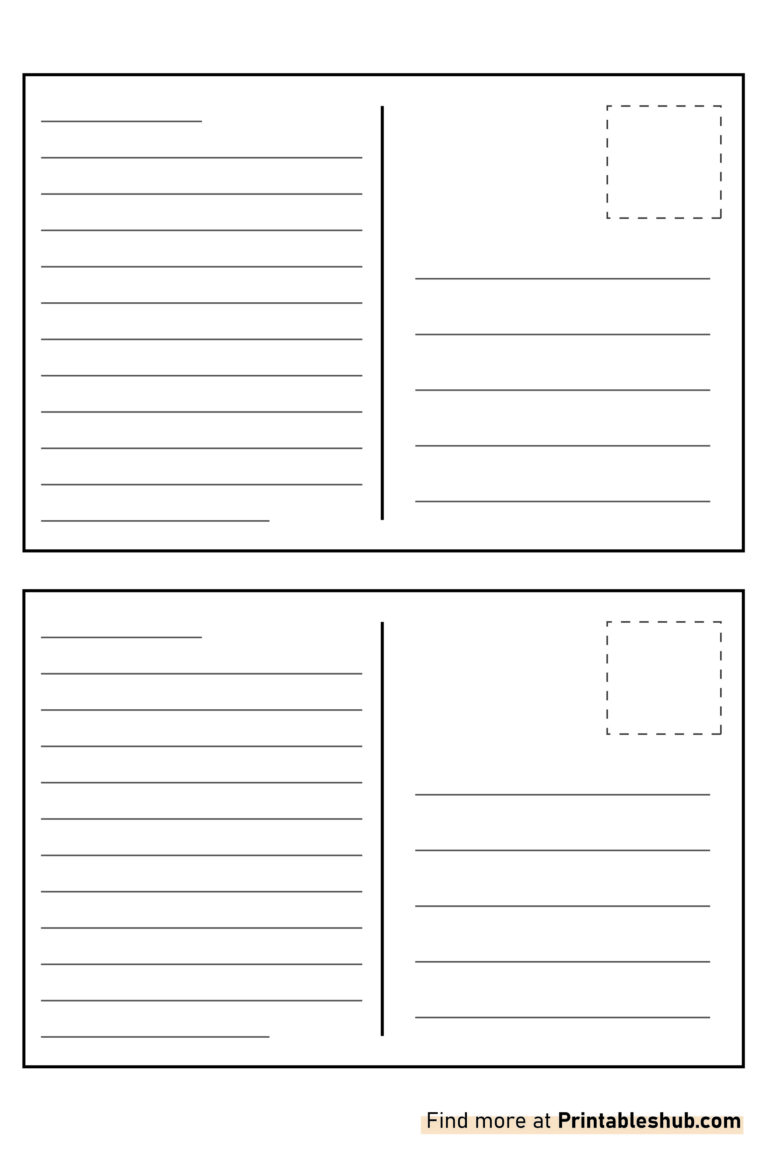 Free Printable Blank Postcard Templates [PDF Included] - Printables Hub