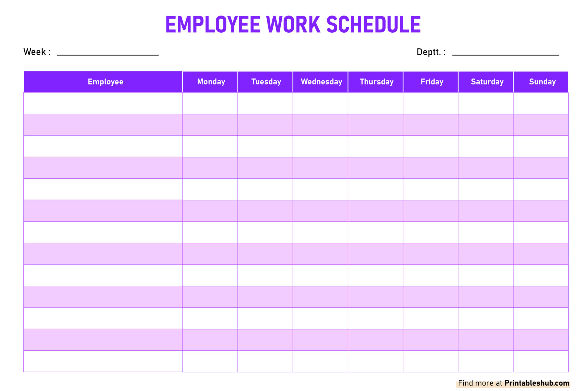 Free Printable Blank Work Schedule Templates PDF Included Free Printable Blank Work Schedule Templates PDF Included