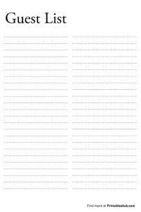 Printable Blank Guest List Templates [Free PDF Included] - Printables Hub