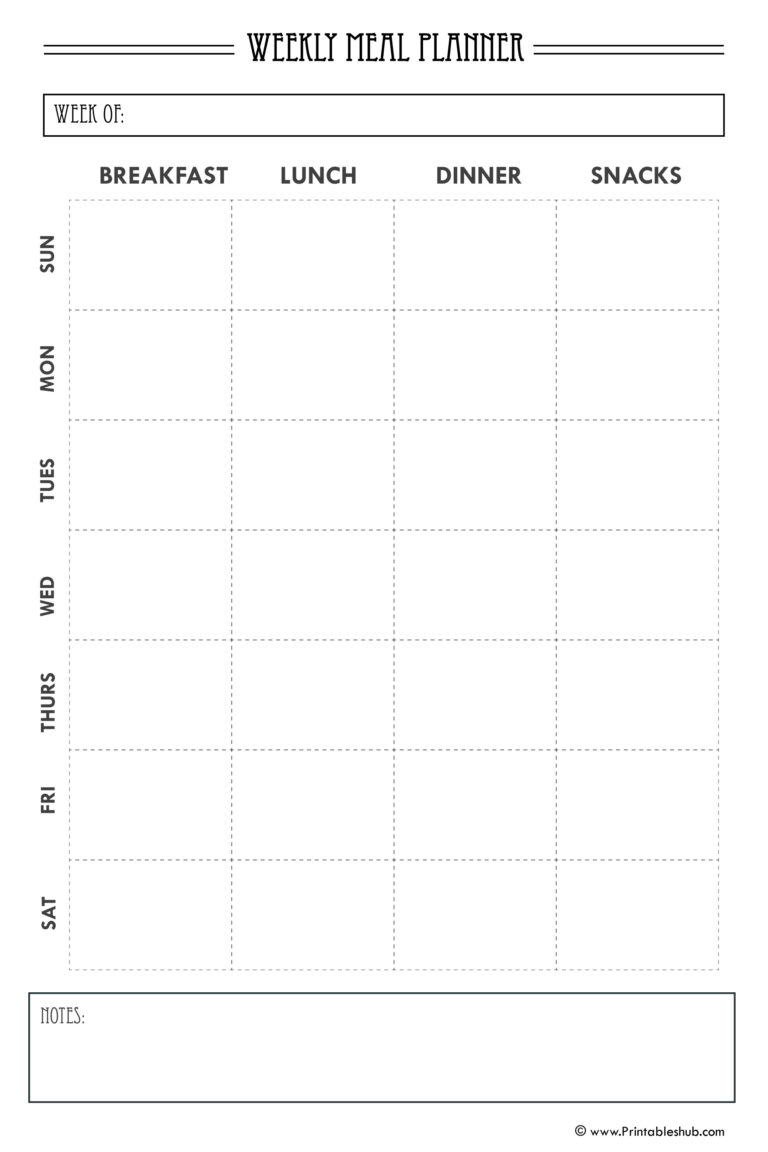 Free Printable Blank Weekly Meal Planner Templates [PDF Included ...
