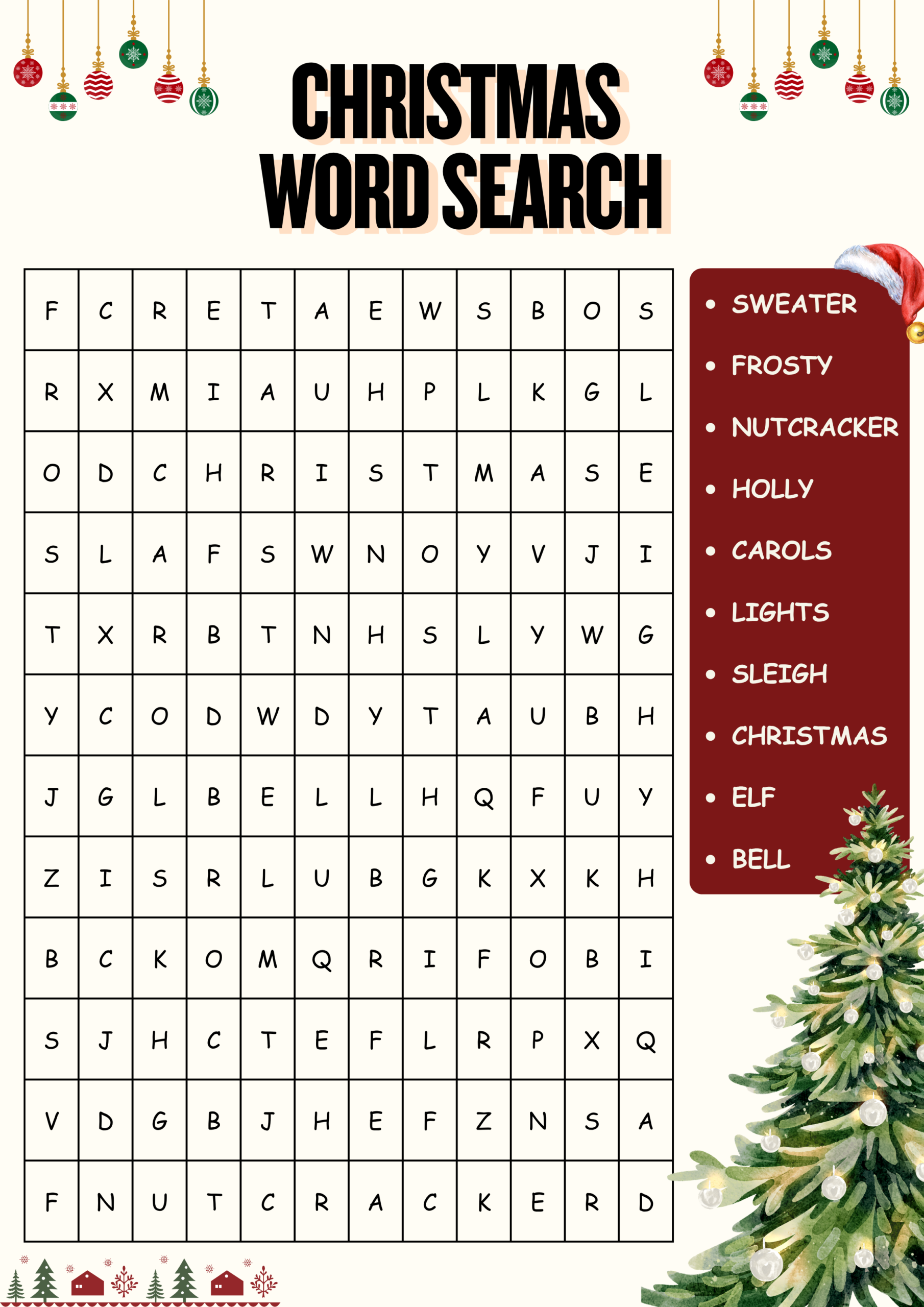 Free Printable Christmas Word Search Template
