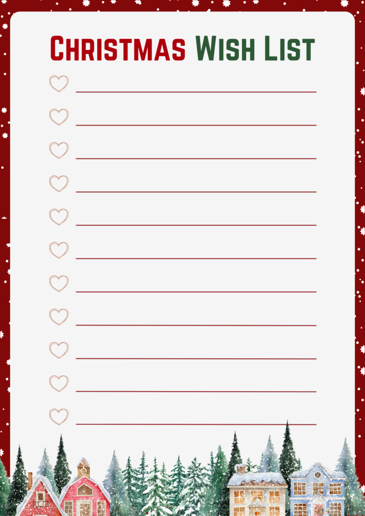 Free Printable Blank Christmas Wish List Template for kids
