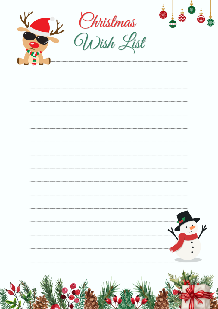 Free Printable Blank Christmas Wish List Template for kids