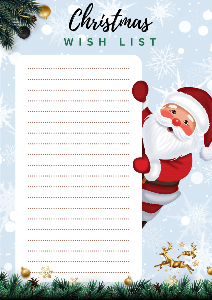 Free Printable Blank Christmas Wish List Template for kids