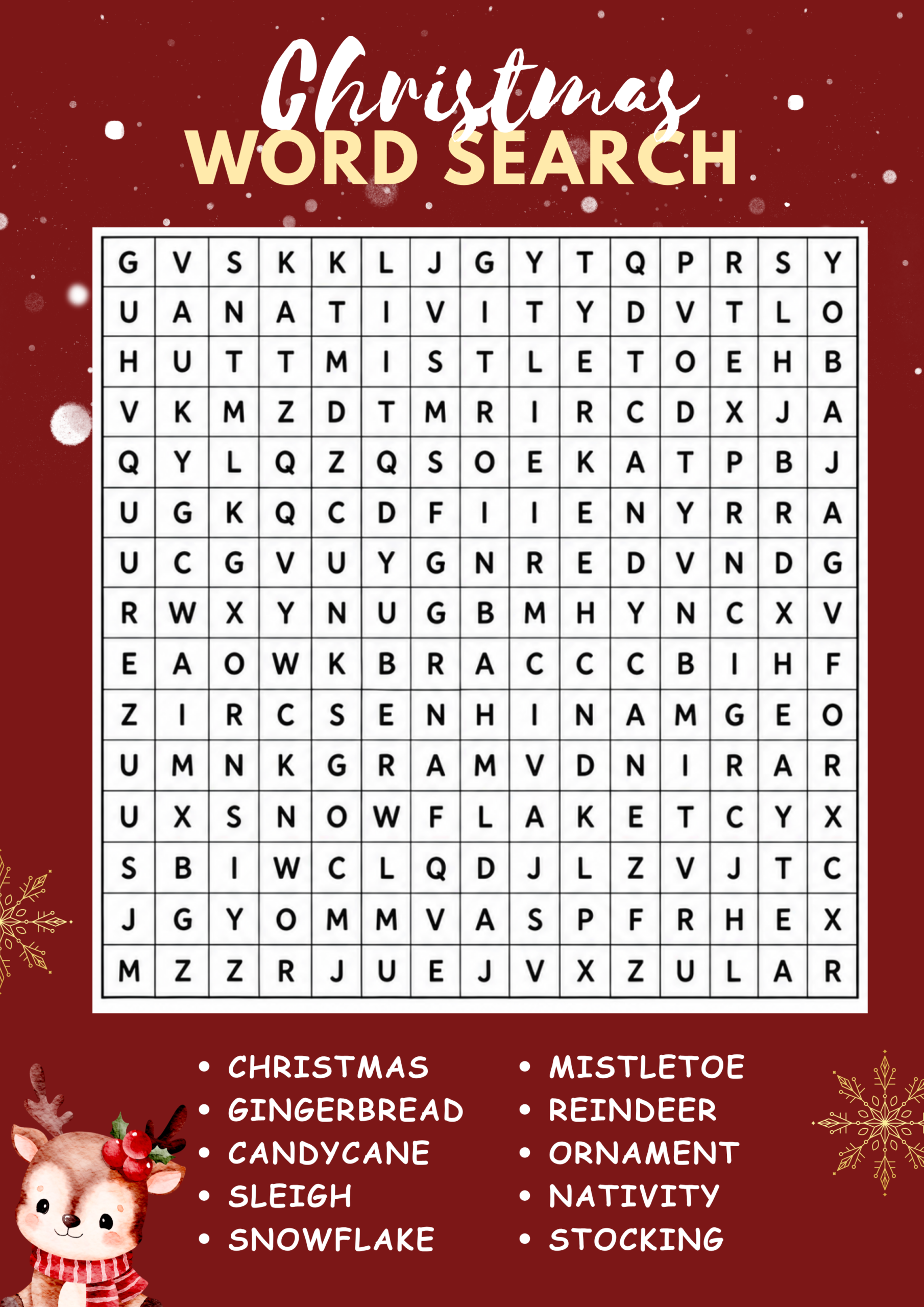Free Printable Christmas Word Search Template