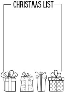 Black And White Christmas List Printable