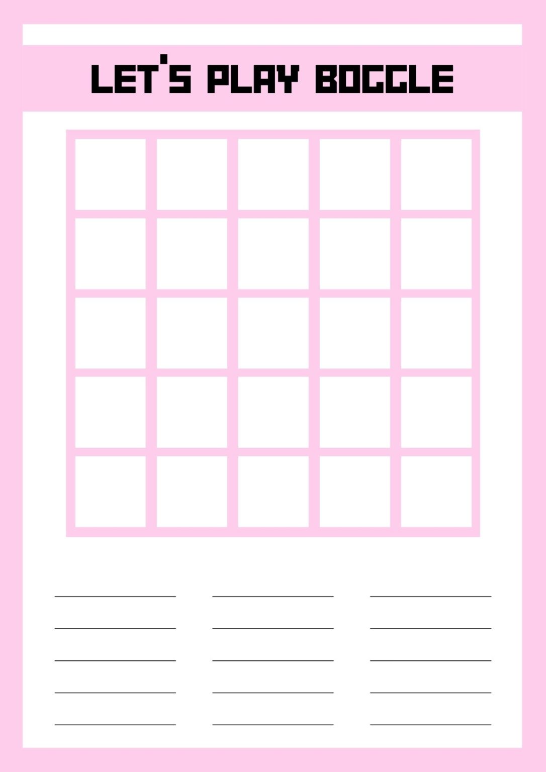 Printable Blank Boggle Board - Printables Hub