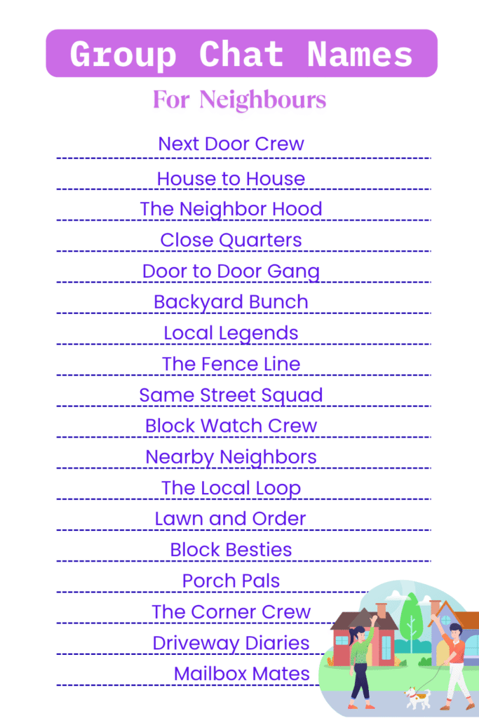 Printable Group Chat Names List for neighbours