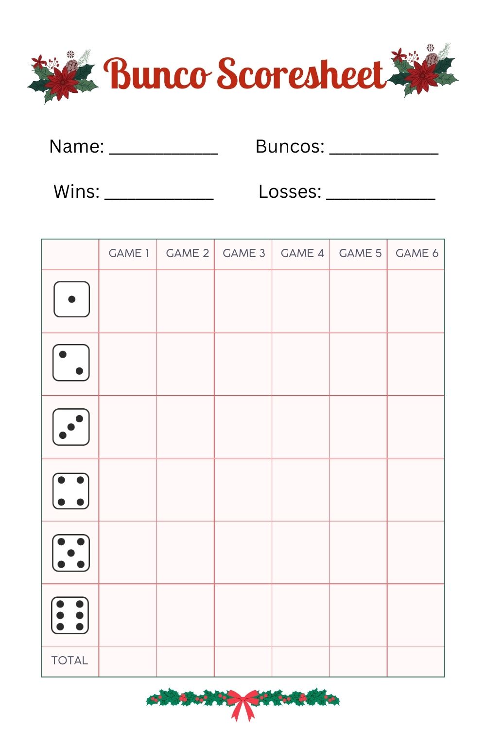 Free Printable Bunco Score Sheets + Table Tally Sheet [PDF ...