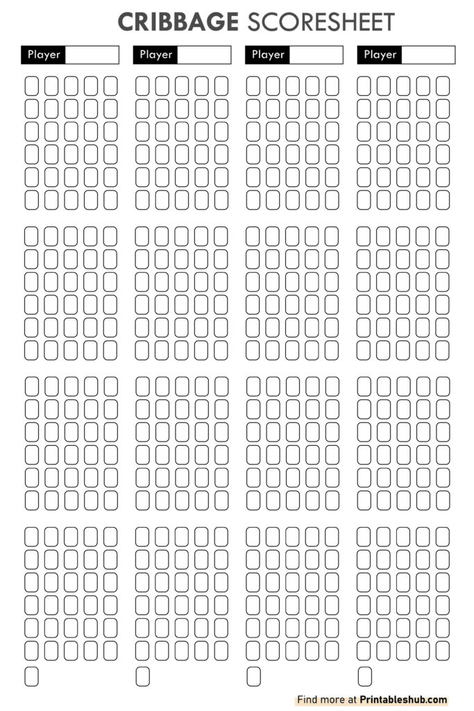 Printable Cribbage Scoresheets Printables Hub