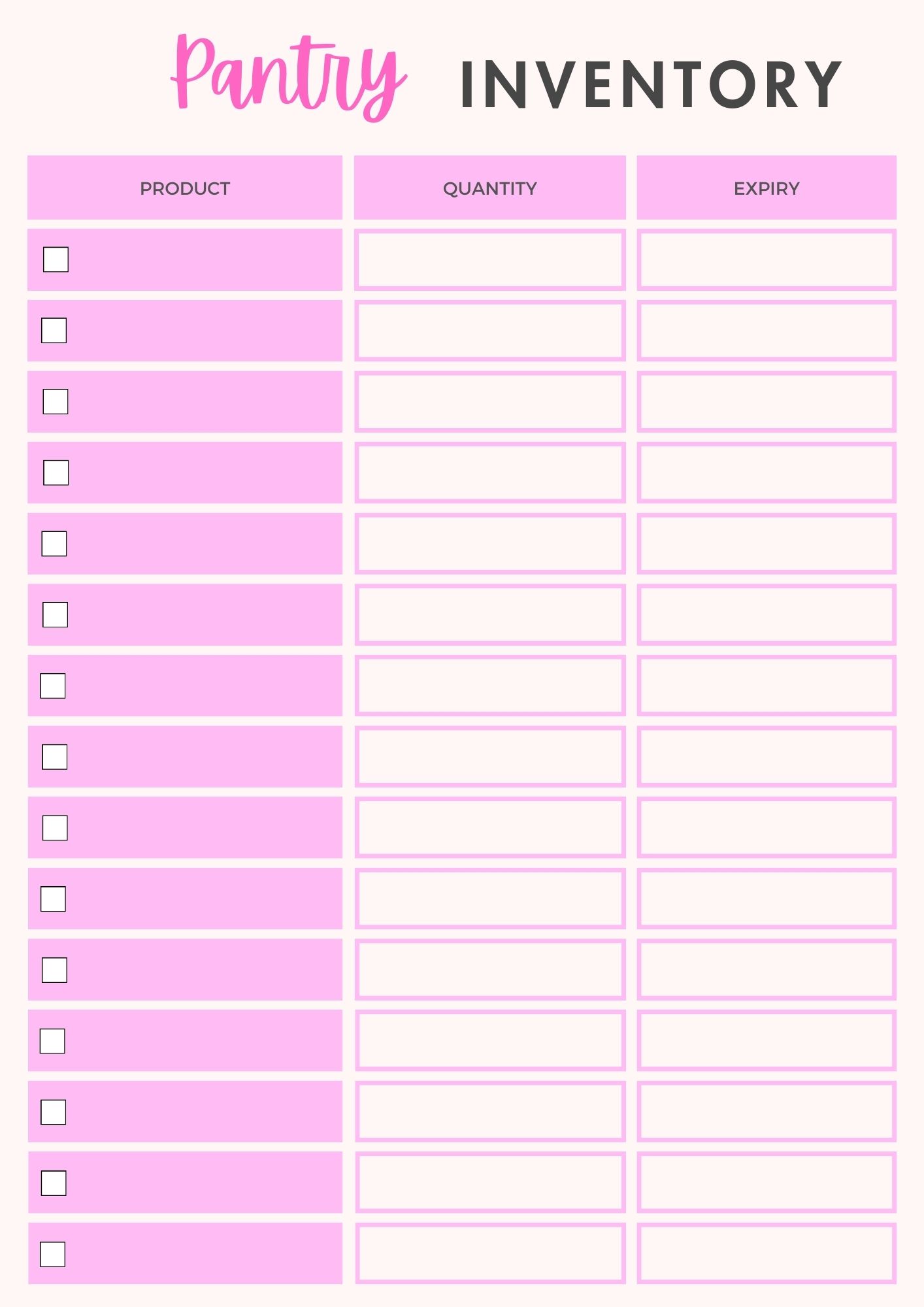 Printable Food Inventory {Refrigerator, Pantry, Freezer} Templates With ...