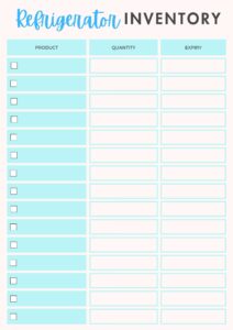Printable Food Inventory {Refrigerator, Pantry, Freezer} Templates With ...