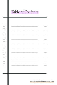 Free Printable Blank Table Of Contents Templates [PDF Included ...