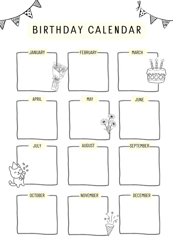 printable Birthday Calendar Templates