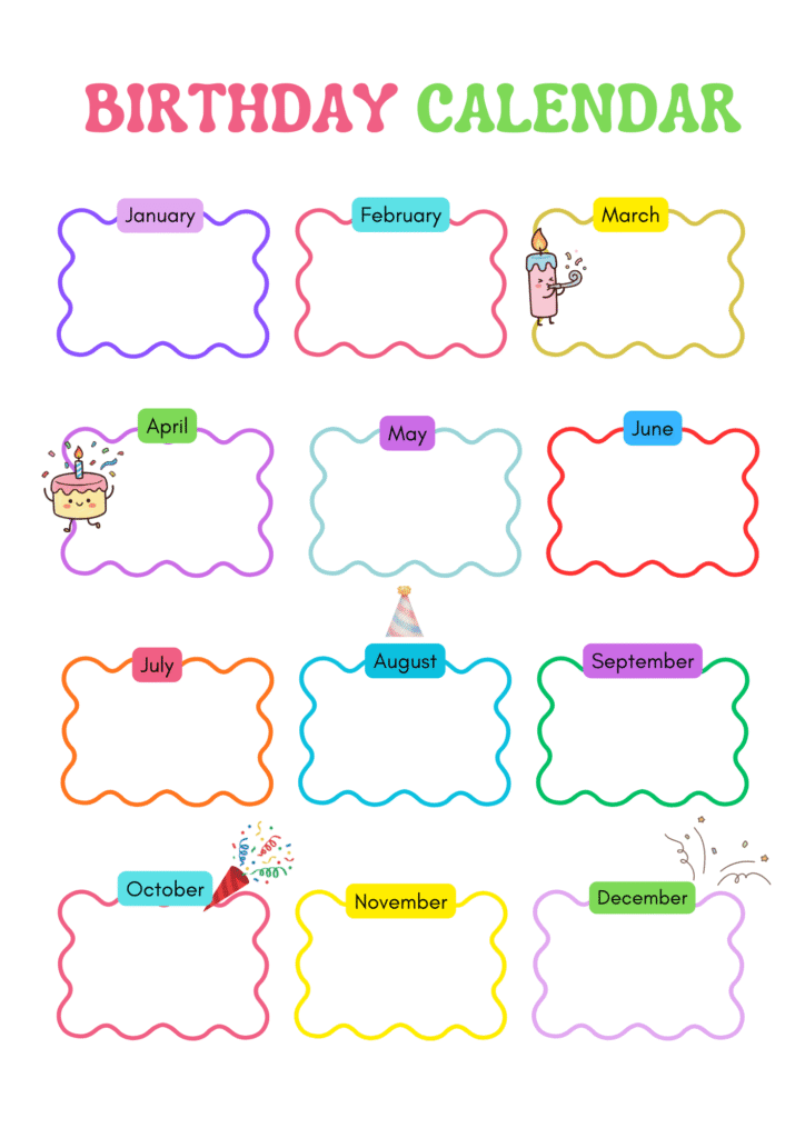 printable Birthday Calendar Templates