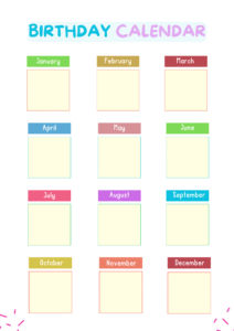 Printable Birthday Calendar Templates - Printables Hub