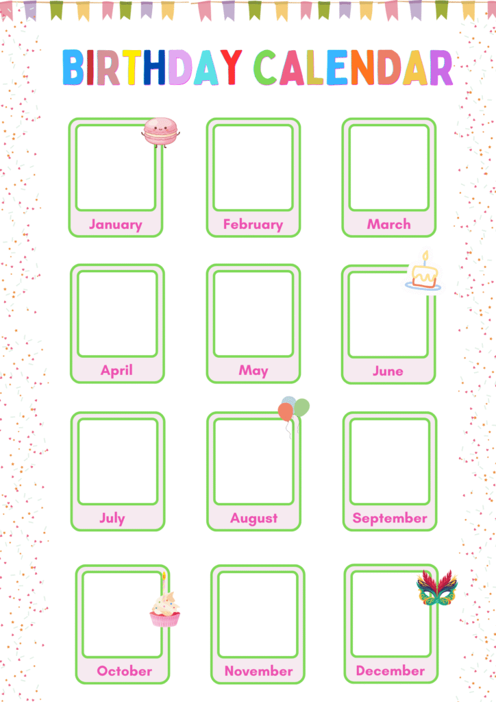 printable Birthday Calendar Templates