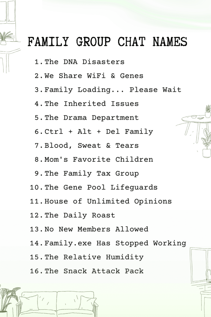 printable family group chat name ideas