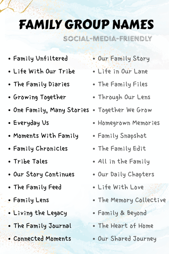 printable family group chat name ideas