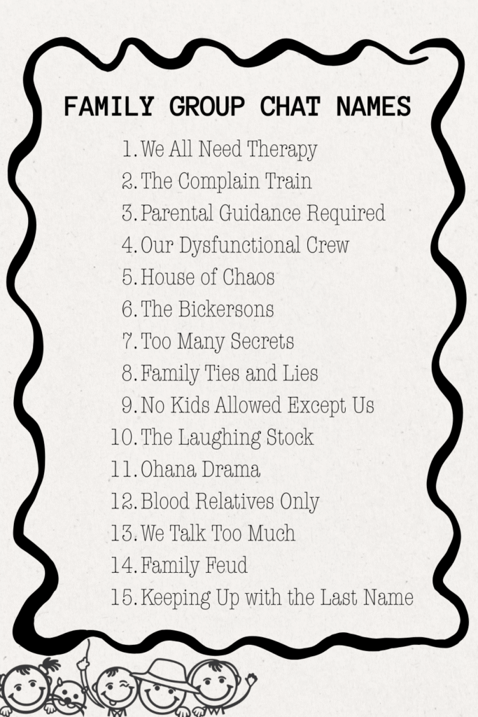 printable family group chat name ideas