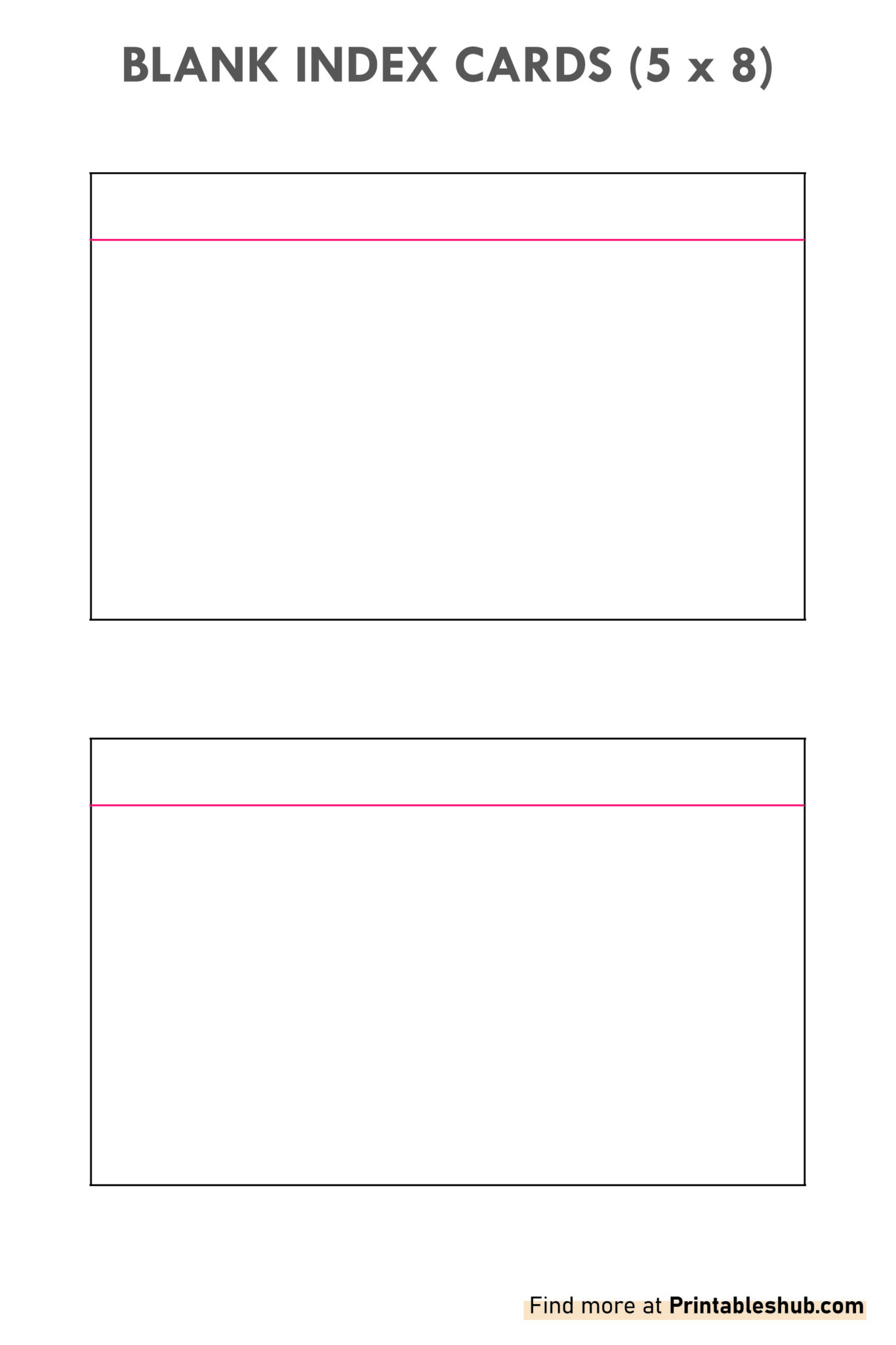 Printable Blank Index Cards 3x5, 4x6, 5x7, 5x8 Templates With PDF