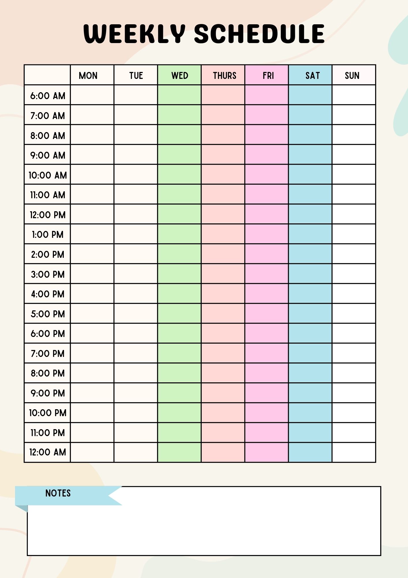 Free Blank Weekly Schedule Template Free Blank Weekly Schedule Template